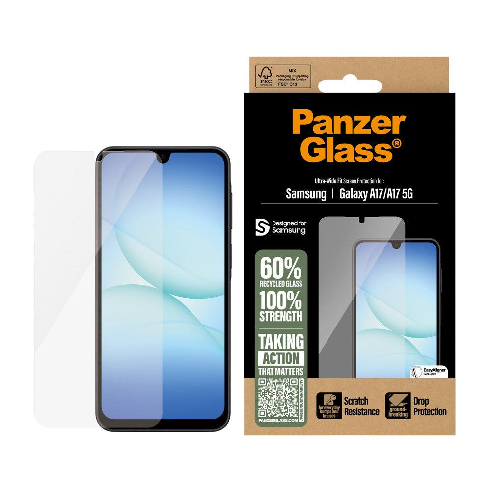 PanzerGlass® Skärmskydd - Ultra-Wide Fit för Samsung Galaxy A17 (5G) m. EasyAligner -Genomskinlig