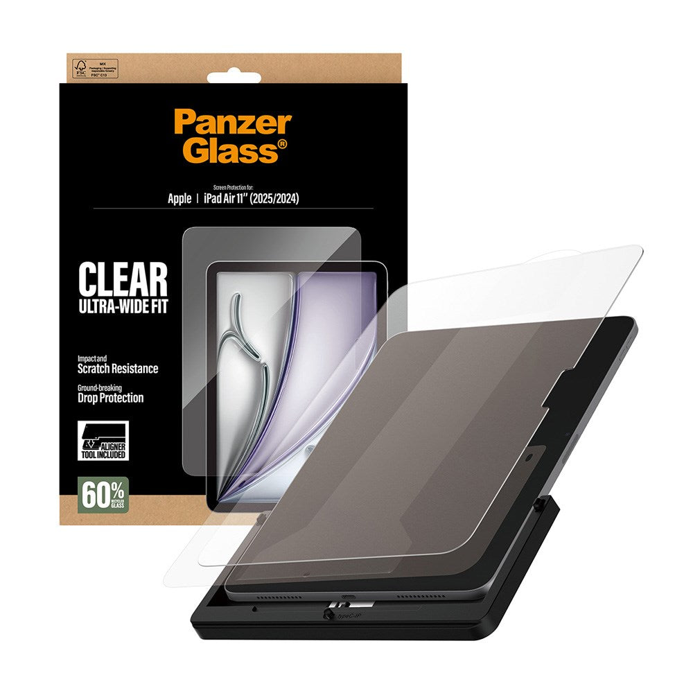 PanzerGlass iPad Air 11" (2025 / 2024) Skärmskyddsglas m. Installationsram - Ultra-Wide Fit - Genomskinlig