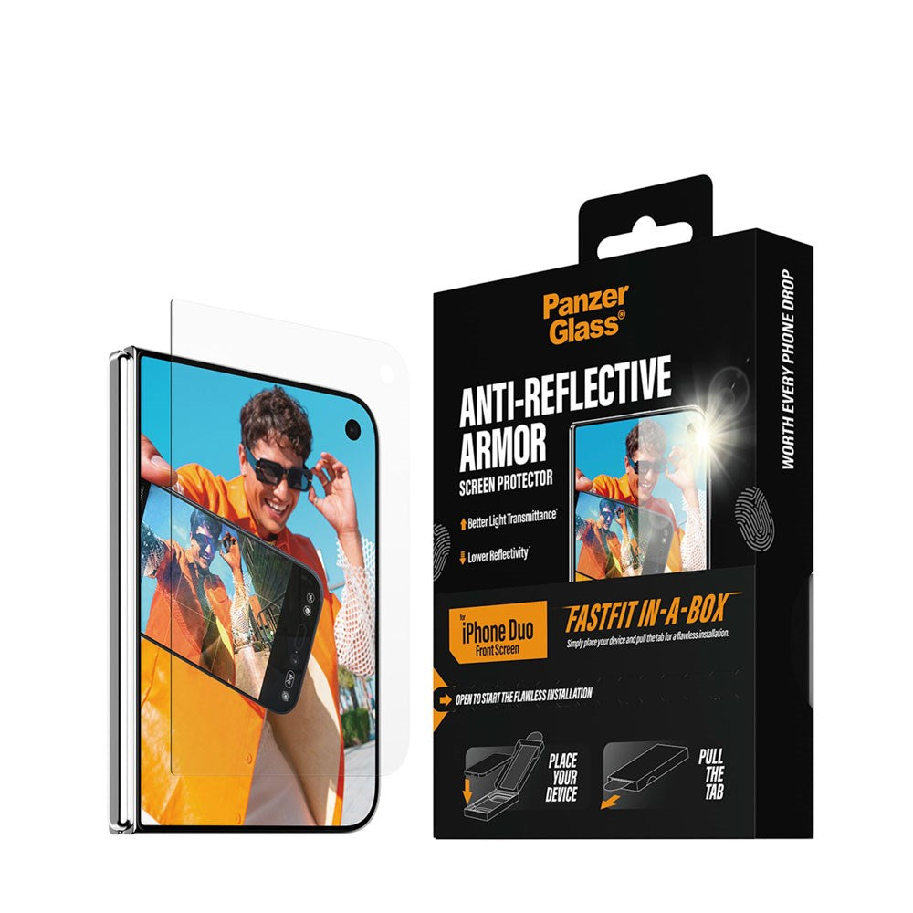 iPhone Duo PanzerGlass Skärmskydd med FastFit In-A-Box - Antireflexbeständig - Genomskinlig