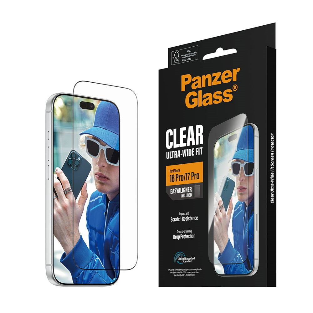 iPhone 18 Pro / 17 Pro PanzerGlass Skärmskyddsglas - Ultra Wide Fit med EasyAligner - Genomskinlig