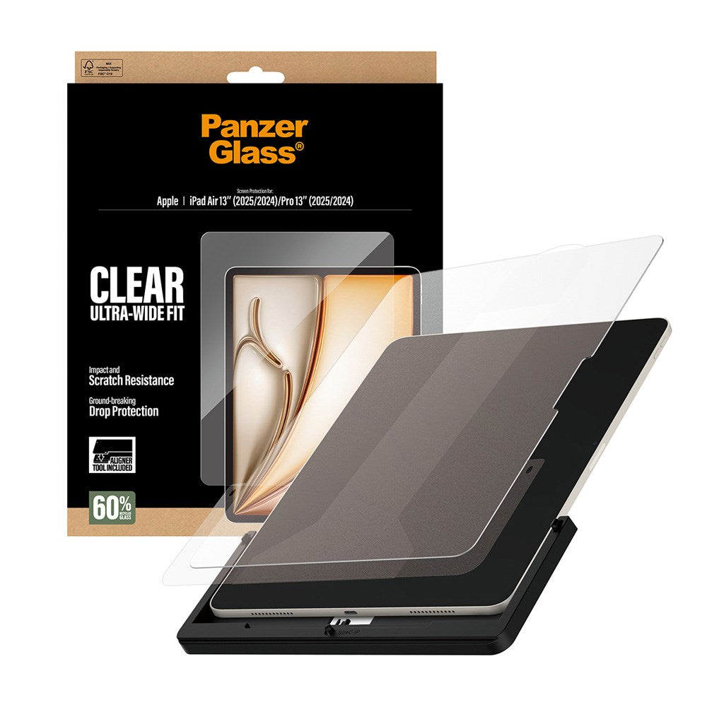 PanzerGlass iPad Air 13" (2025 / 2024) / Pro 13" (2025 / 2024) Skärmskyddsglas m. Installationsram - Ultra-Wide Fit - Genomskinlig