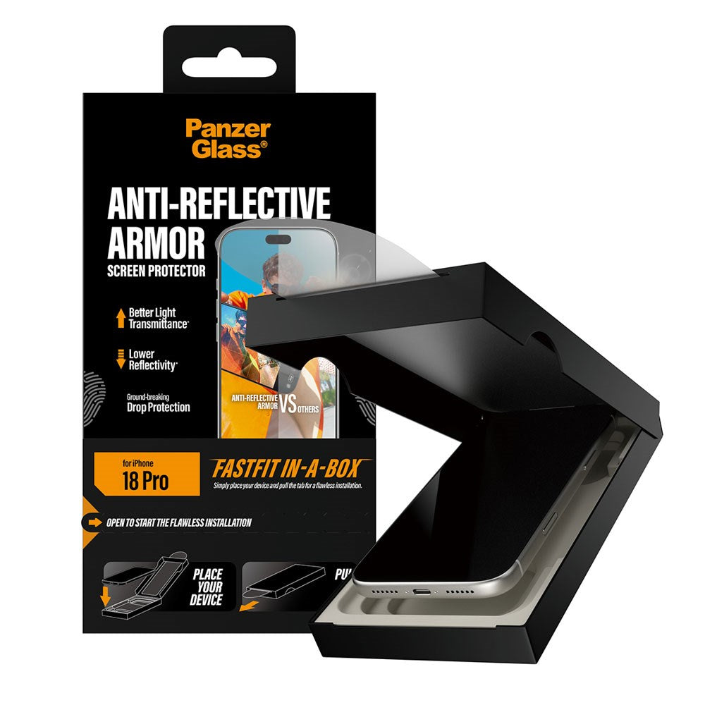 iPhone 18 Pro PanzerGlass Skärmskydd med FastFit In-A-Box - Antireflexbeständig - Genomskinlig
