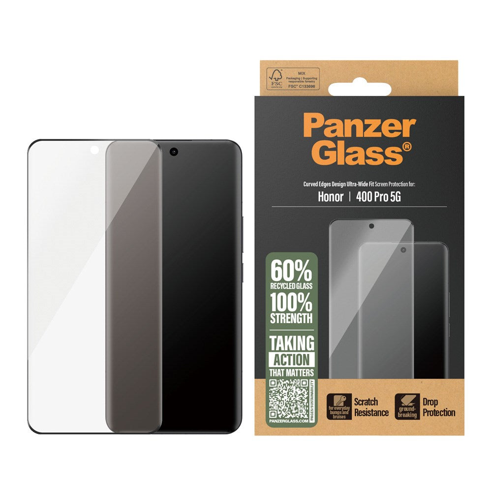 PanzerGlass Honor 400 Pro Ultra-Wide Fit Skärmskyddsglas - Genomskinlig / Svart Kant
