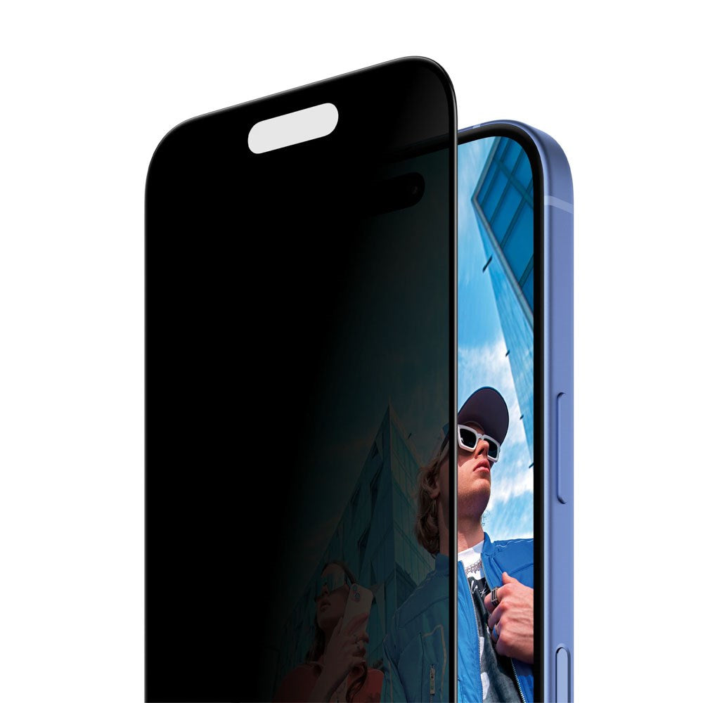 iPhone 16 / 15 PanzerGlass 2-Way Privacy Skärmskydd med FastFit In-A-Box - Genomskinlig