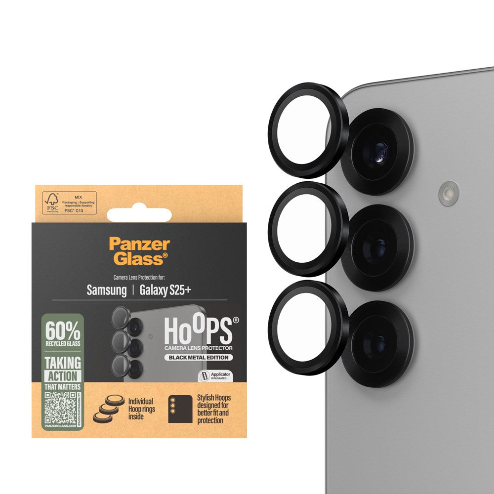 Samsung Galaxy S25+ (Plus) PanzerGlass Hoops - Kameraskydd - Genomskinlig / Svart