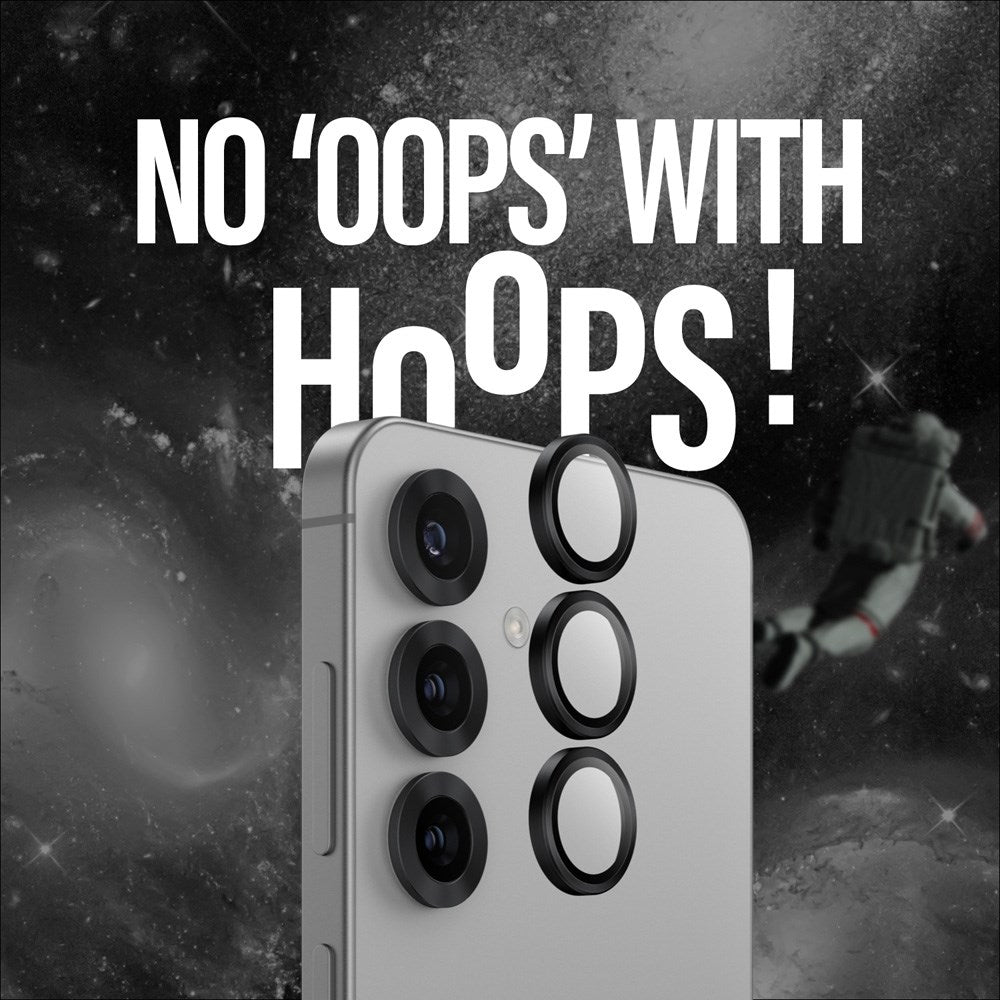 Samsung Galaxy S25+ (Plus) PanzerGlass Ceramic Hoops - Kameraskydd - Genomskinlig / Svart