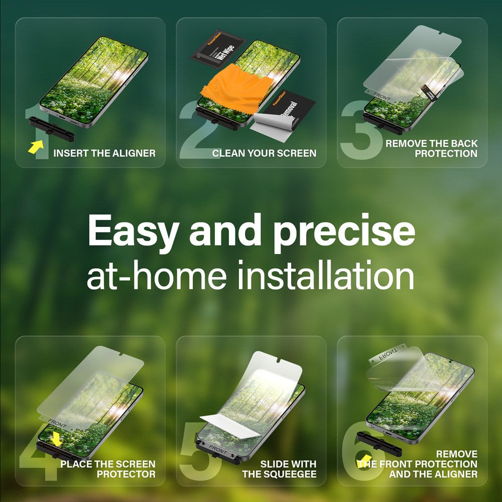 Samsung Galaxy S25+ (Plus) PanzerGlass Eco Matrix Skärmskydd Ultra Wide Fit - Aligner Kit - Platinum Strength - Genomskinlig