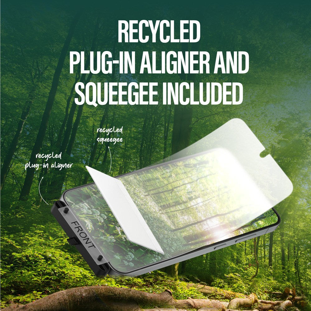 Samsung Galaxy S25 PanzerGlass Eco Matrix Skärmskydd Ultra Wide Fit - Aligner Kit - Platinum Strength - Genomskinlig