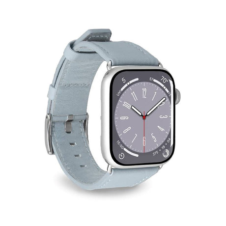 Apple Watch (42/44/SE/45/46/49mm) Puro E-CLASSIC Konstläder Rem - Ljusblå