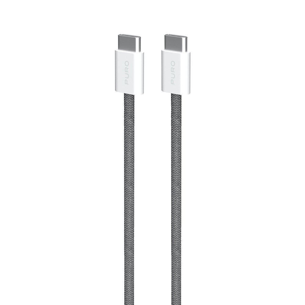 Puro Flätat USB-C Kabel – 1,5m, 60W och 480Mbps Dataöverföring - Grå