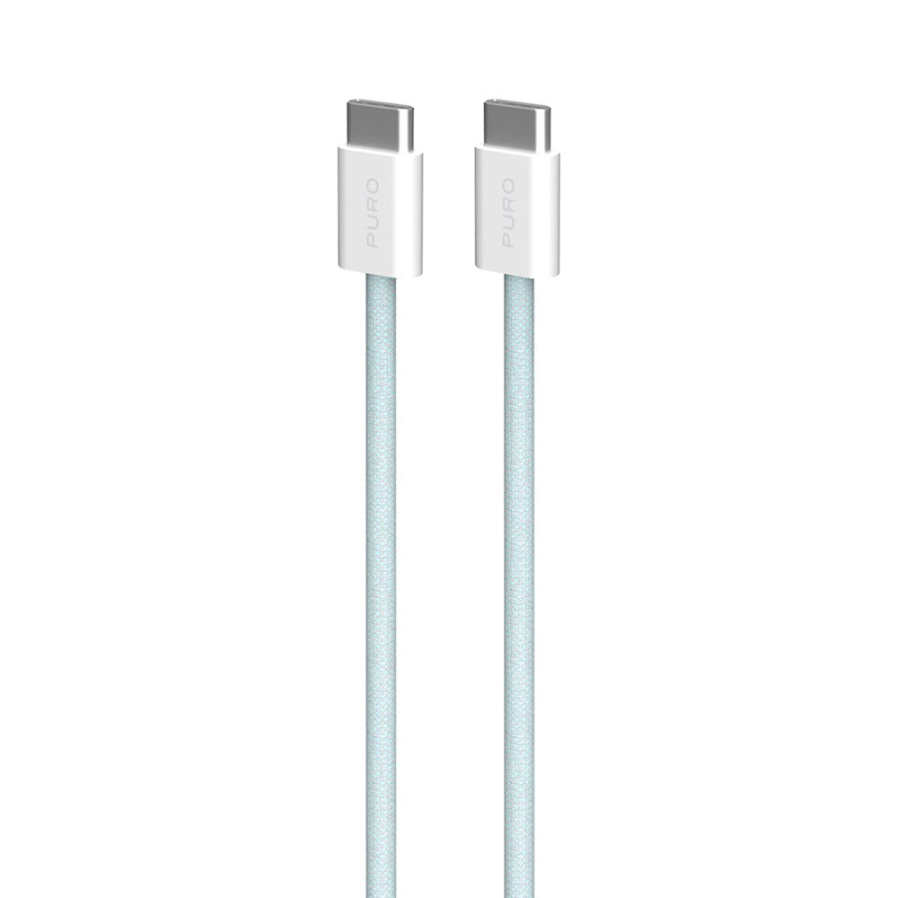 Puro Flätat USB-C Kabel – 1,5m, 60W och 480Mbps Dataöverföring- Ljusblått