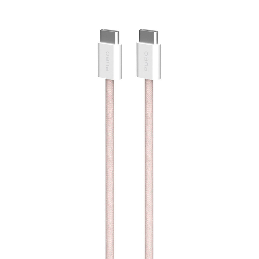 Puro Flätat USB-C Kabel – 1,5m, 60W och 480Mbps Dataöverföring - Rosa