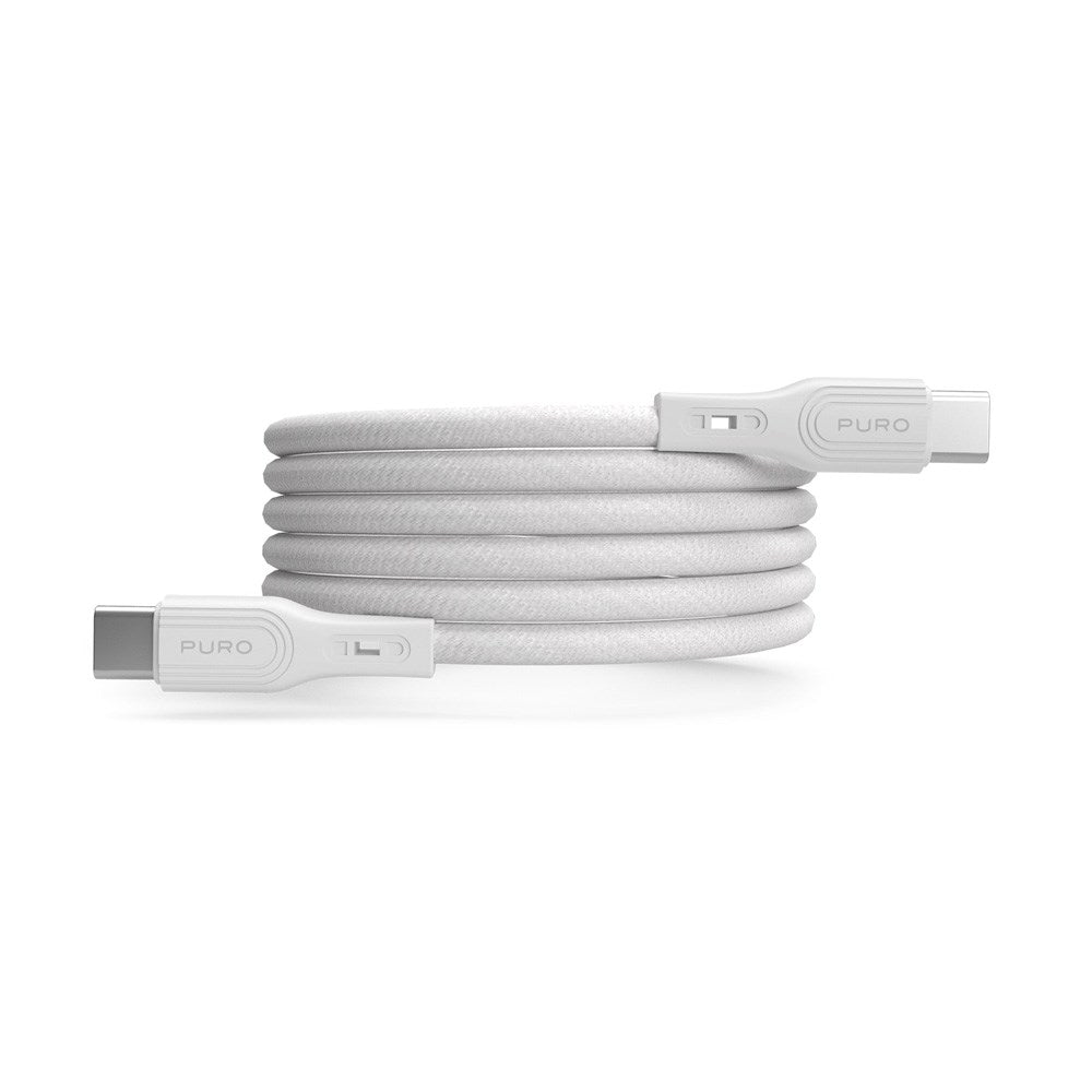 Puro Magnetisk USB-C till USB-C Kabel - 60W - 1m - Vit