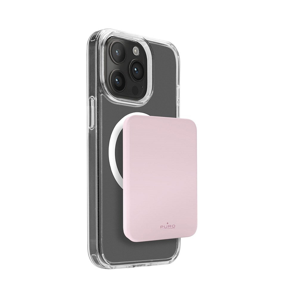 Puro Mini Power Mag 15W Magnetisk Powerbank 4200 mAh med USB-C Kontakt - MagSafe Kompatibel - Rosa