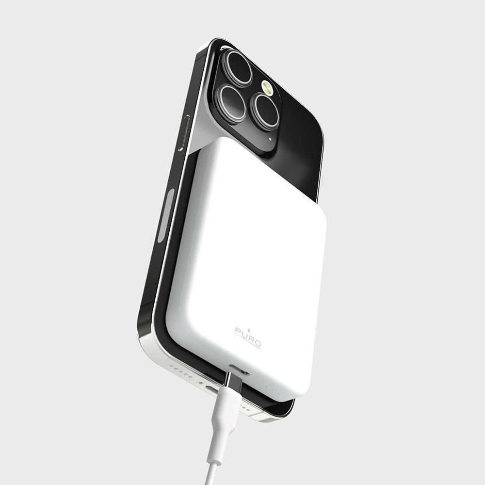 Puro Mini Power Mag 15W Magnetisk Powerbank 4200 mAh med USB-C Kontakt - MagSafe Kompatibel - Vit