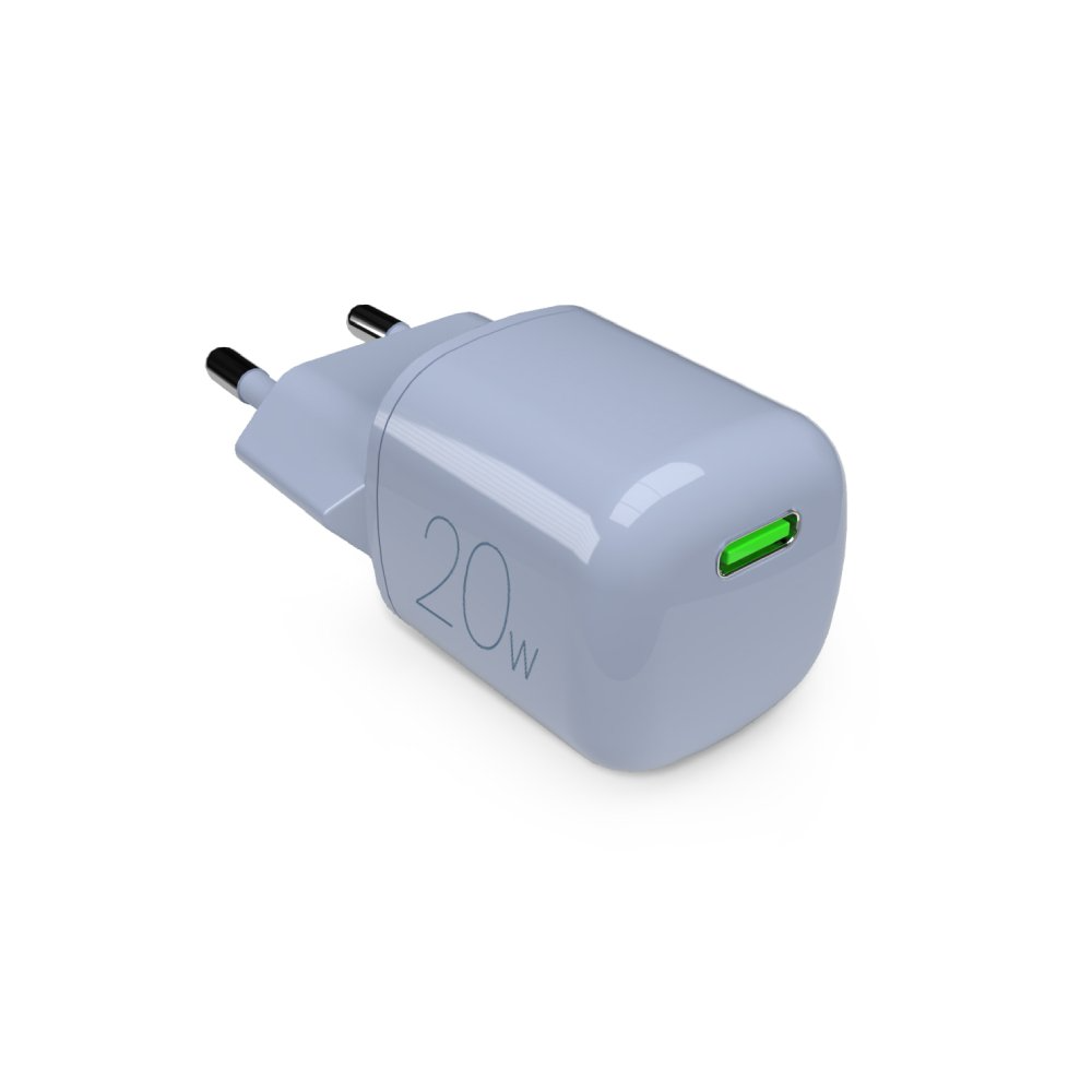 Puro Väggladdare GaN 20W med USB-C Port - Ljusblå