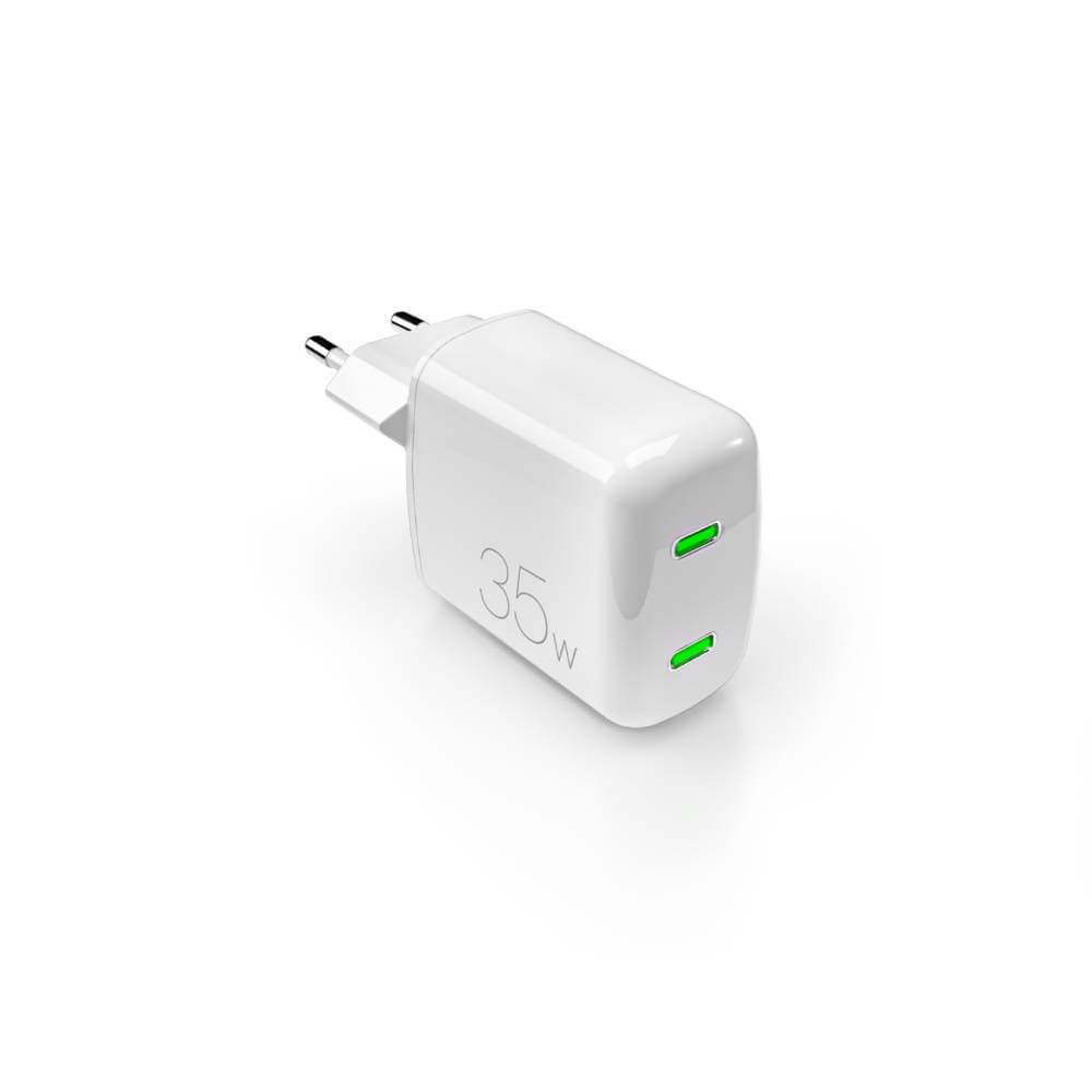 Puro GaN Väggladdare 35W - Dubbel USB-C-Portar - Vit