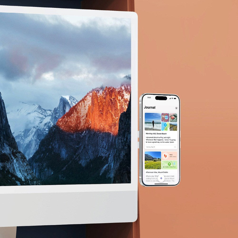 Puro Mag Mount Självhäftande Mobilhållare för Dator - MagSafe Kompatibel - Silver