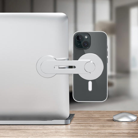 Puro Mag Mount Självhäftande Mobilhållare för Dator - MagSafe Kompatibel - Silver