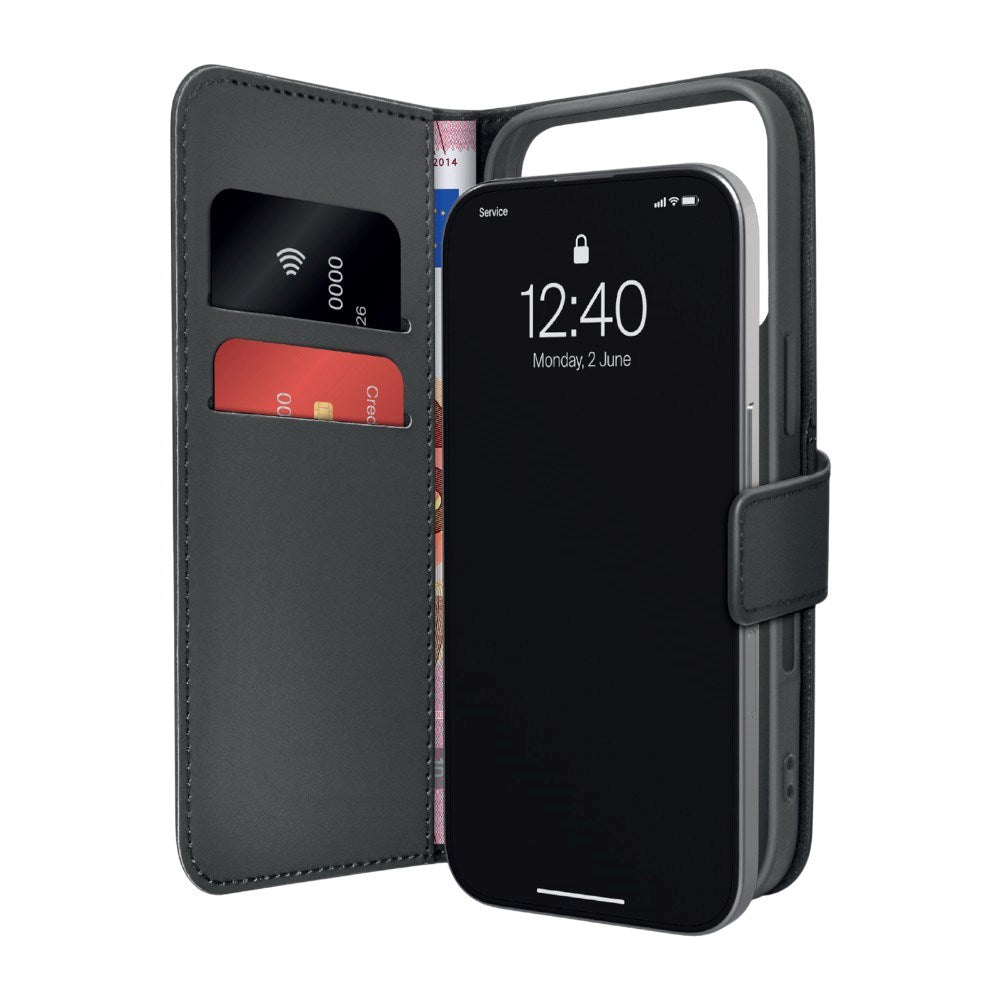 iPhone 18 Pro PURO Eco-Leather Fodral m. Korthållare & Stativfunktion - Svart