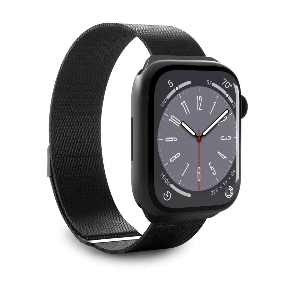 Apple Watch (38/40/SE/41/42mm) Puro MILANESE Rostfritt Stål Rem - Svart