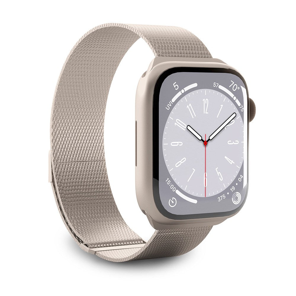 Apple Watch (38/40/SE/41/42mm) Puro MILANESE Rostfritt Stål Rem - Champagne