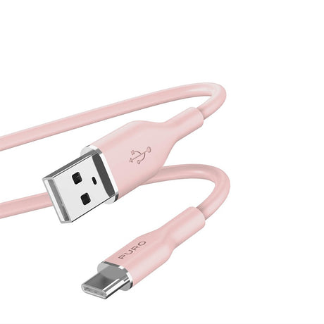 PURO Soft USB-A till USB-C Kabel 1.5m - Rosa