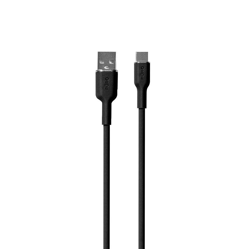 PURO Soft USB-A till USB-C Kabel 1.5m - Svart