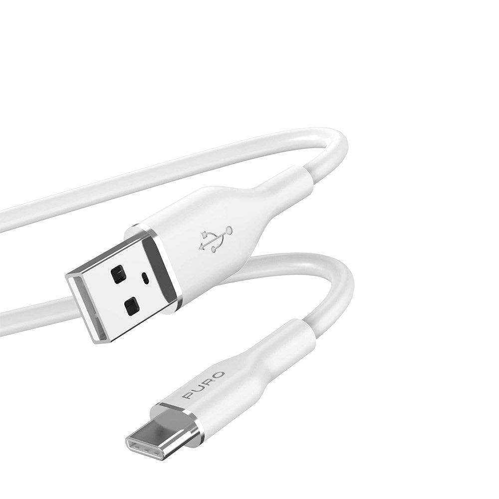 PURO Soft USB-A till USB-C Kabel 1.5m - Vit