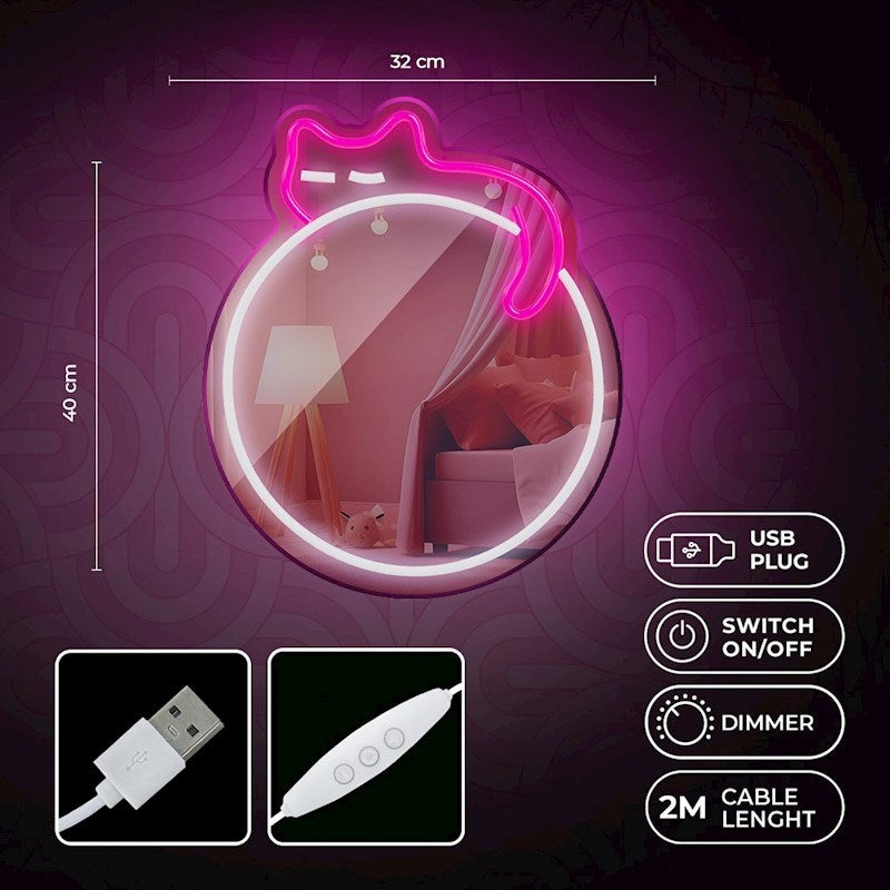 Forever Light LED Neon Ljus Spegel - Katt
