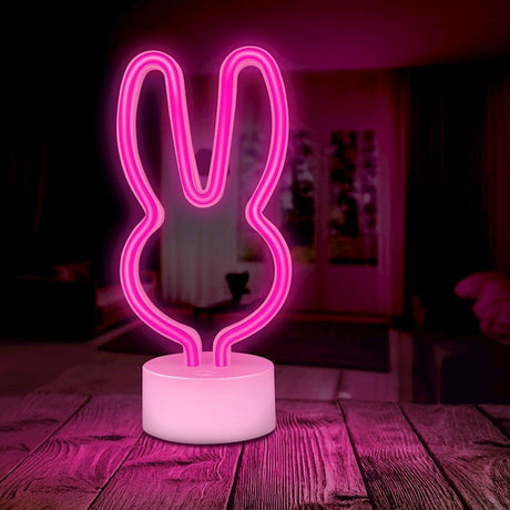 Forever Light Neon Dekoration med Fot LED - Rosa Ljus med Kanin