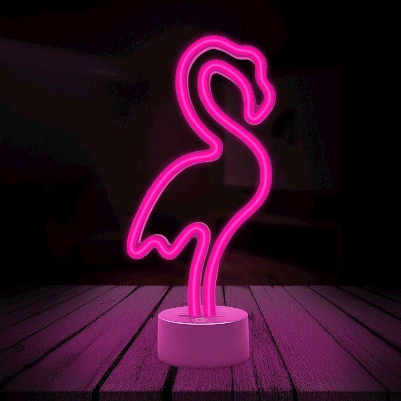 Forever Light Neon Dekoration med Fot LED - Rosa Ljus med Flamingo