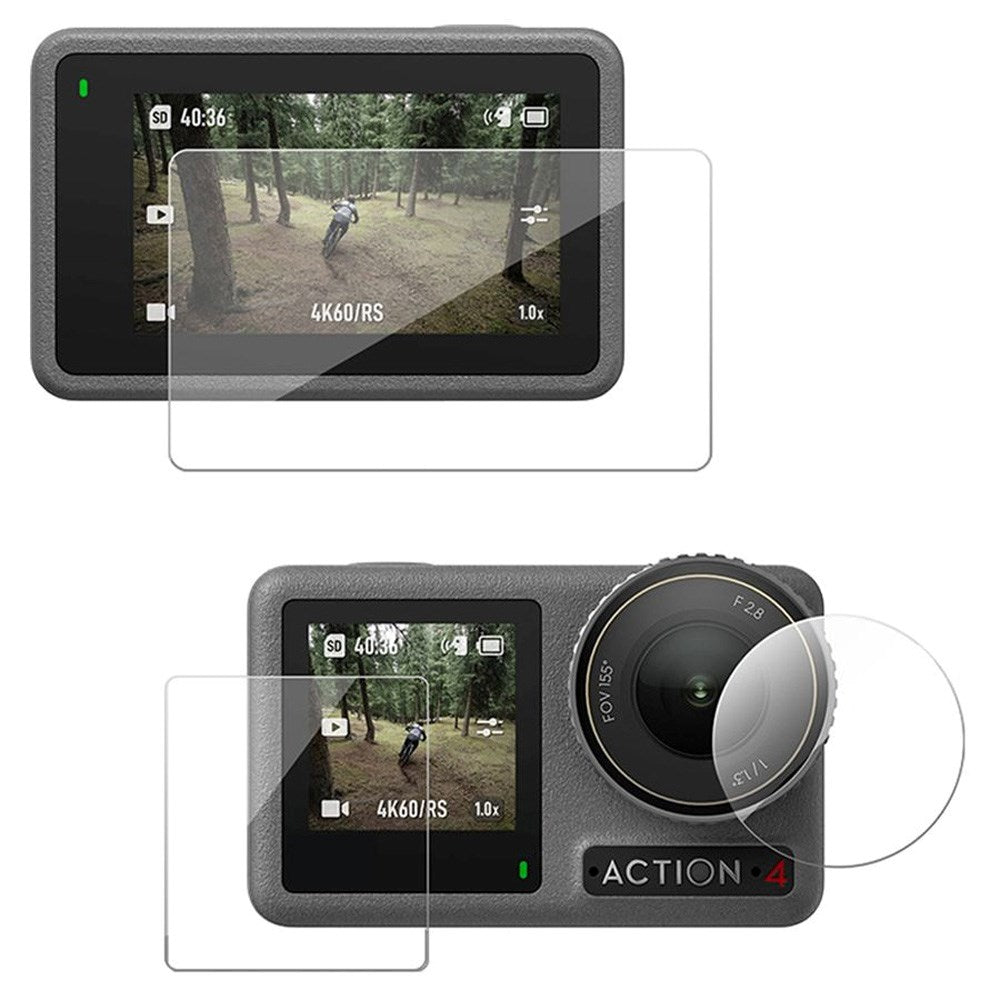 TELESIN DJI Osmo Action 3 / 4 Härdat Glas Skärmskydd - Genomskinlig