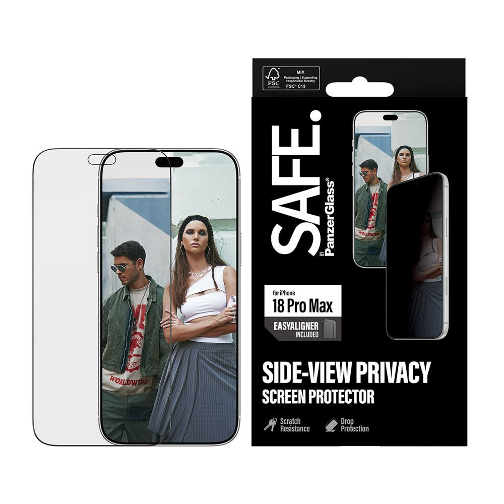 iPhone 18 Pro Max SAFE by PanzerGlass Ultra-Wide Fit Skärmskyddsglas med EasyAligner - Privacy - Genomskinlig