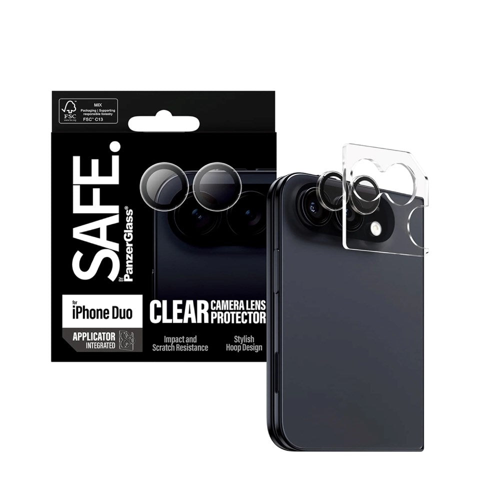 iPhone Duo Safe By PanzerGlass Kameraskydd - Återvunnet glas - Genomskinlig