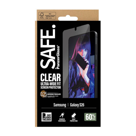 Samsung Galaxy S26 SAFE by PanzerGlass Ultra-Wide Fit Skärmskyddsglas - Genomskinlig