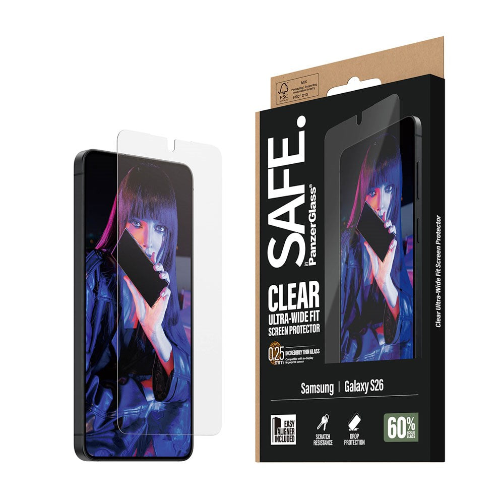 Samsung Galaxy S26 SAFE by PanzerGlass Ultra-Wide Fit Skärmskyddsglas - Genomskinlig