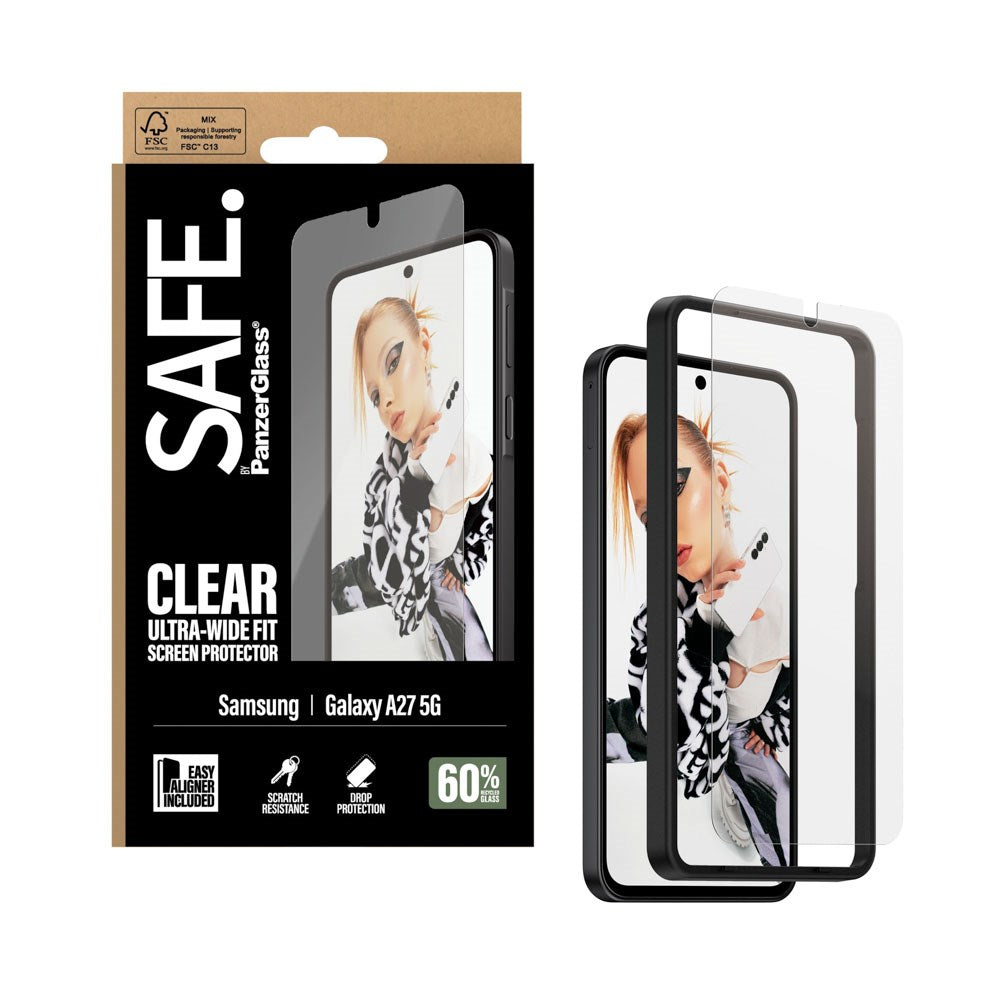 Samsung Galaxy A27 SAFE by PanzerGlass Ultra-Wide Fit Skärmskyddsglas med EasyAligner - Genomskinlig
