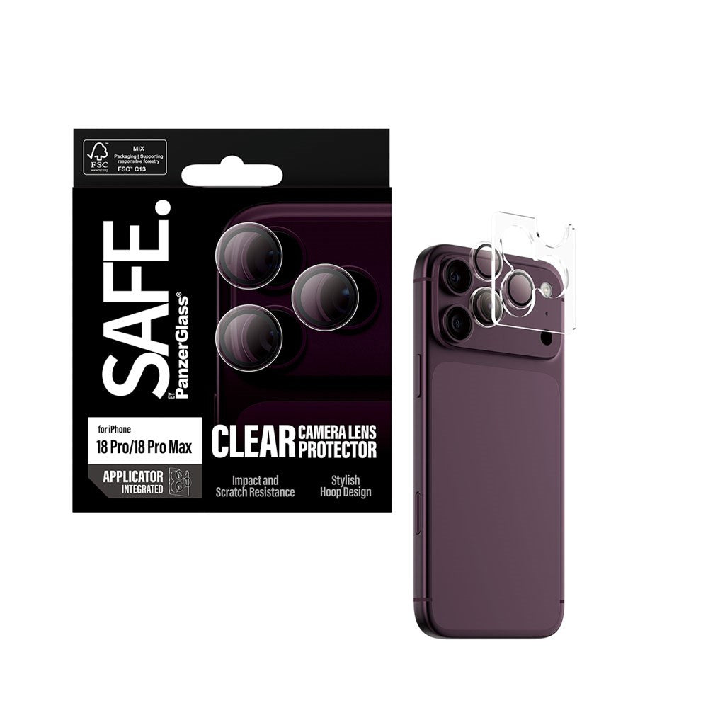 iPhone 18 Pro / Pro Max Safe By PanzerGlass Kameraskydd - Återvunnet glas - Genomskinlig