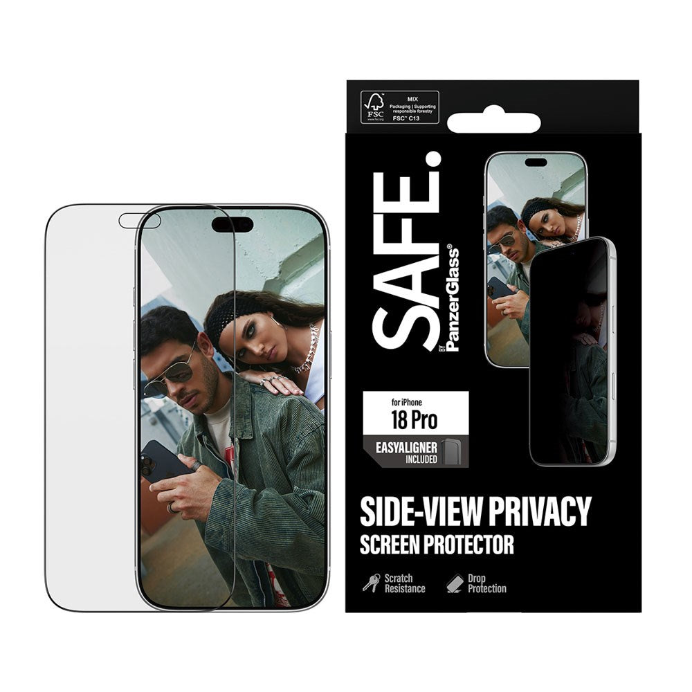 iPhone 18 Pro / 17 Pro SAFE by PanzerGlass Ultra-Wide Fit Skärmskyddsglas med EasyAligner - Privacy - Genomskinlig