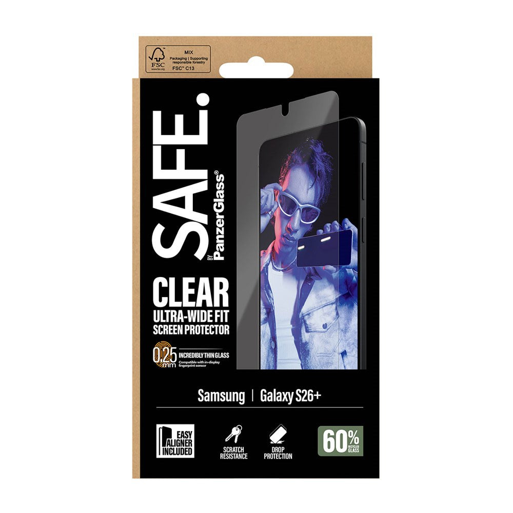 Samsung Galaxy S26+ (Plus) SAFE by PanzerGlass Ultra-Wide Fit Skärmskyddsglas - Genomskinlig