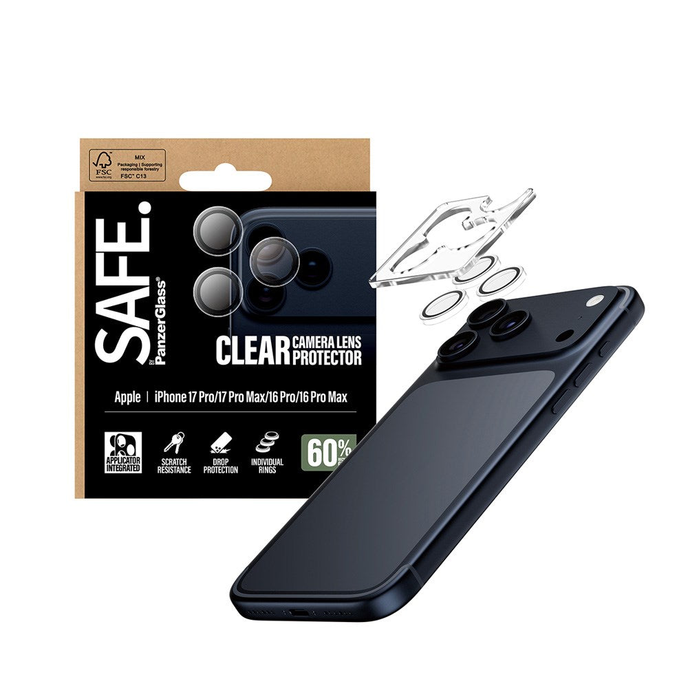 Safe by PanzerGlass iPhone 17 Pro / 17 Pro Max / 16 Pro / 16 Pro Max Kameralinsskydd - Genomskinlig / Svart