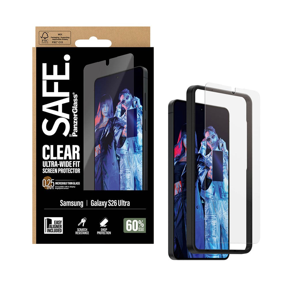Samsung Galaxy S26 Ultra SAFE by PanzerGlass Ultra-Wide Fit Skärmskyddsglas - Genomskinlig