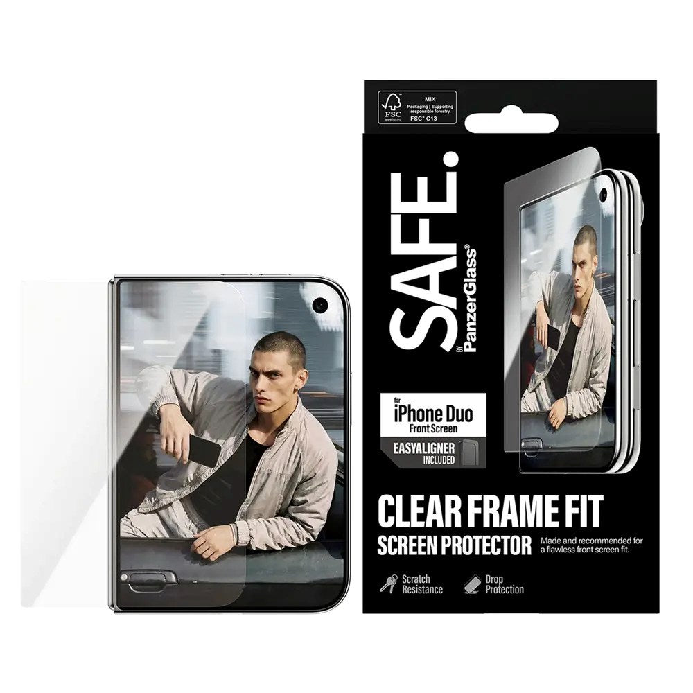 iPhone Duo SAFE by PanzerGlass Ultra-Wide Fit Skärmskyddsglas med EasyAligner - Genomskinlig