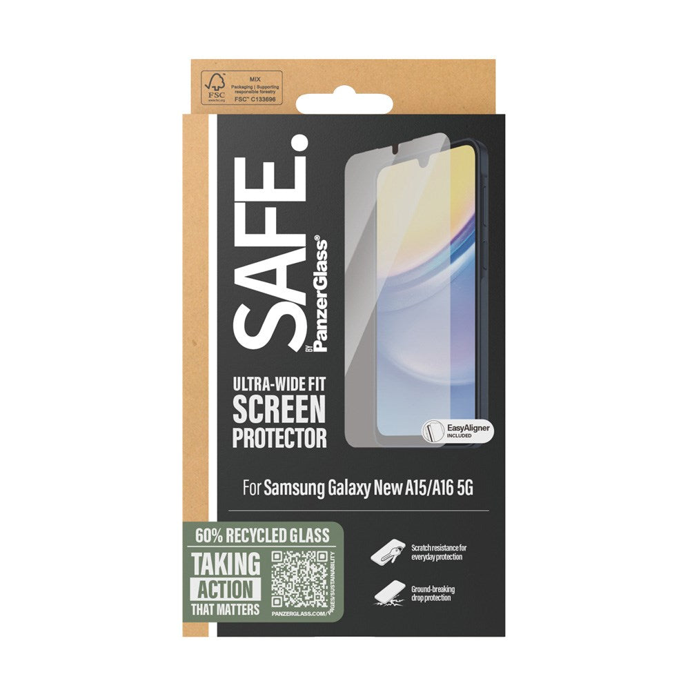 SAFE by PanzerGlass - Samsung Galaxy A16 Ultra-Wide Fit Skärmskyddsglas - Genomskinlig