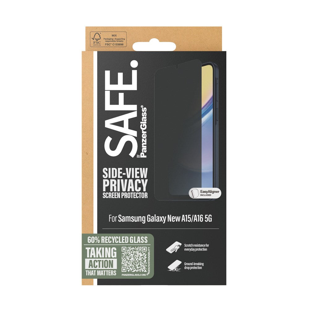 SAFE by PanzerGlass Samsung Galaxy A16 Ultra-Wide Fit Skärmskyddsglas - Privacy Funktion - Genomskinlig