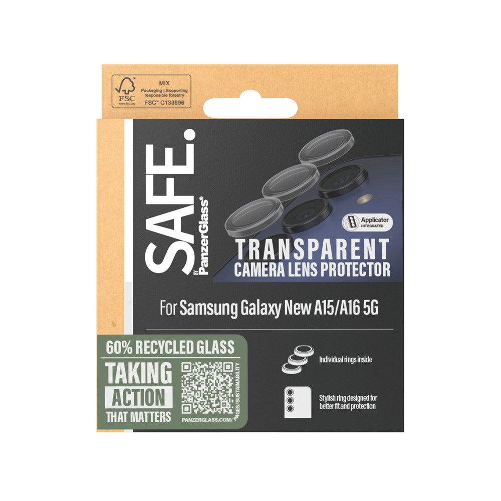 SAFE by PanzerGlass - Kameralinsskydd för Samsung Galaxy A16 - Silver/Transparent