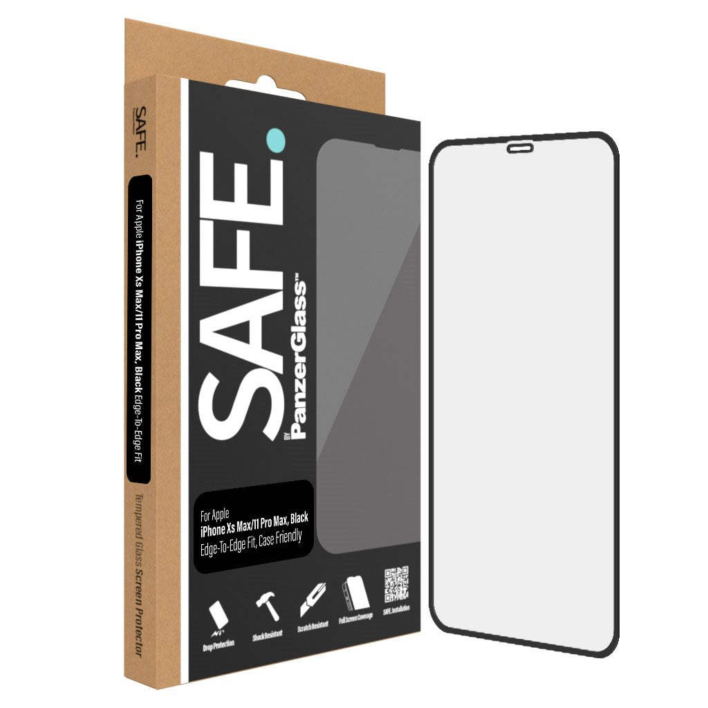 SAFE by PanzerGlass Edge-to-Edge Fit Skärmskydd - iPhone XS Max/iPhone 11 Pro Max - Genomskinlig/Svart Kant