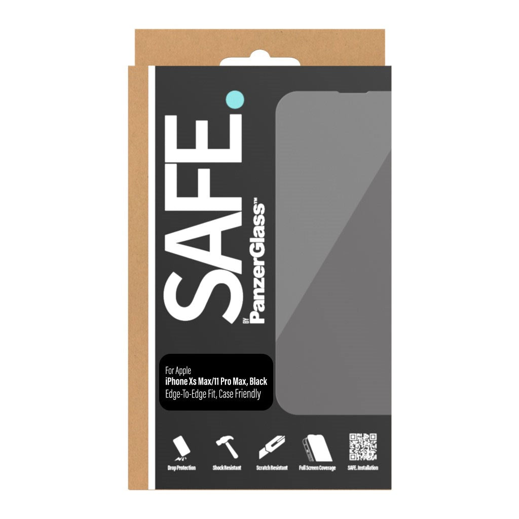 SAFE by PanzerGlass Edge-to-Edge Fit Skärmskydd - iPhone XS Max/iPhone 11 Pro Max - Genomskinlig/Svart Kant