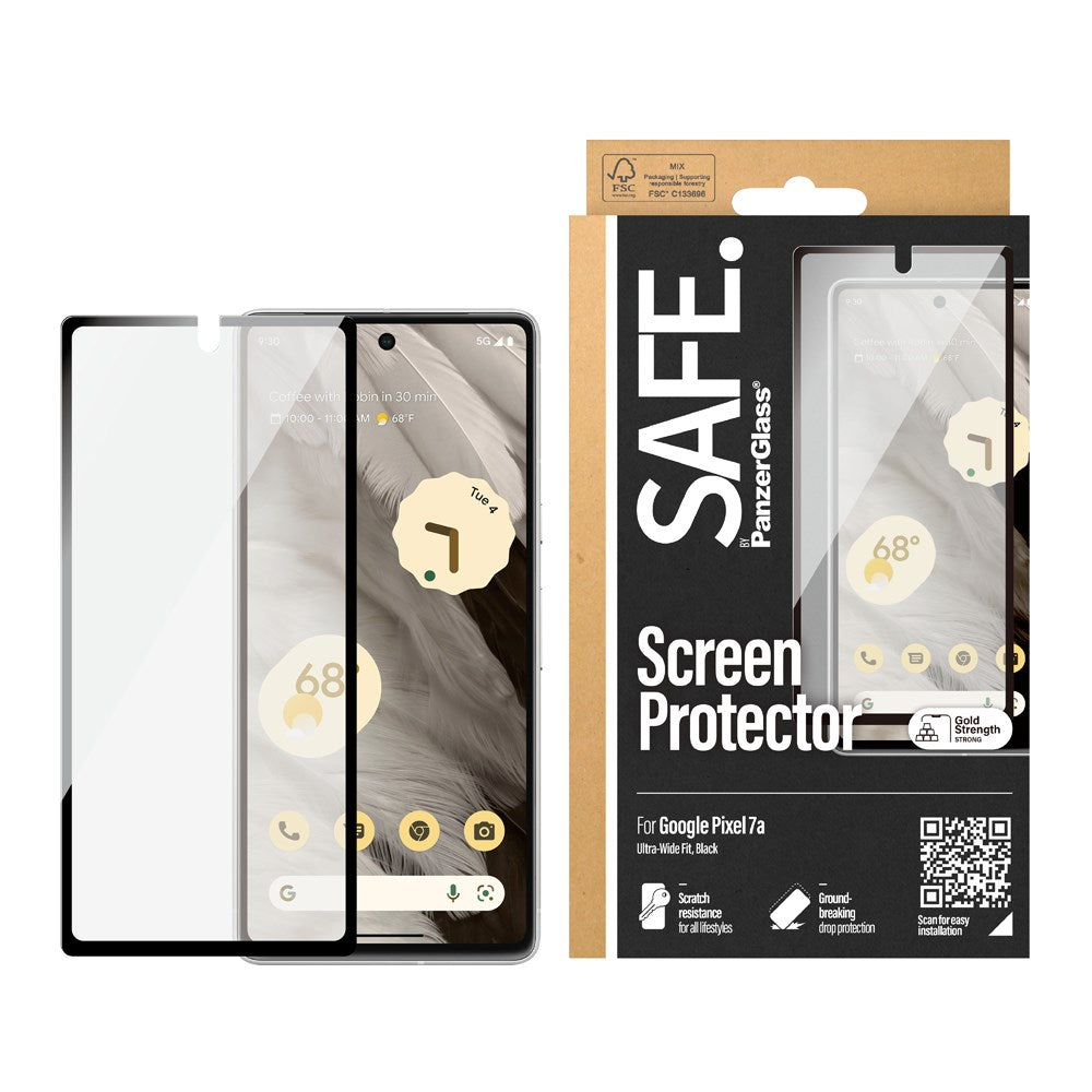 BULK - SAFE by PanzerGlass® 2-in-1 Pack Google Pixel 7A - Skärmskydd och TPU Skal - Transparent / Svart Kant